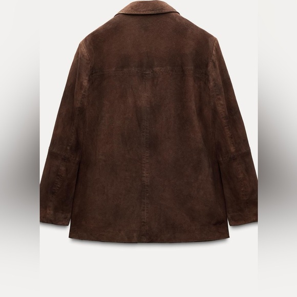 Zara 100% suede leather blazer jacket - Picture 2 of 8